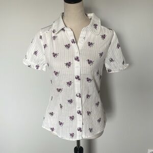 NWT Purple Flower Blouse SZ XS
